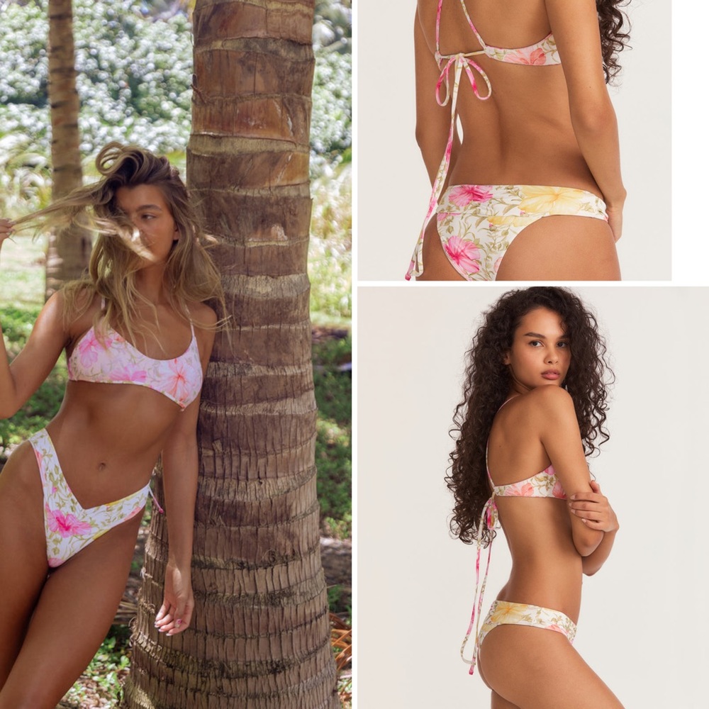 LOVESHACKFANCY X HURLEY - HIBISCUS CHEEKY REVERSIBLE HIPSTER BIKINI BOTTOM only - Picture 12 of 12